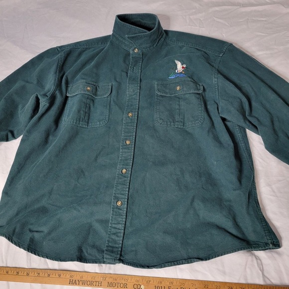 Cabelas Green Shirt Long Sleeve Jacket Size 2XL Hunting Outdoor Fish Button Up - Picture 10 of 16